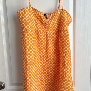 H&M Vibrant Orange Dress with White Floral Design